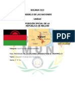 BOLMUN 2022 I Modelo de Las Naciones Unidas Posición Oficial de La Republica de Malawi