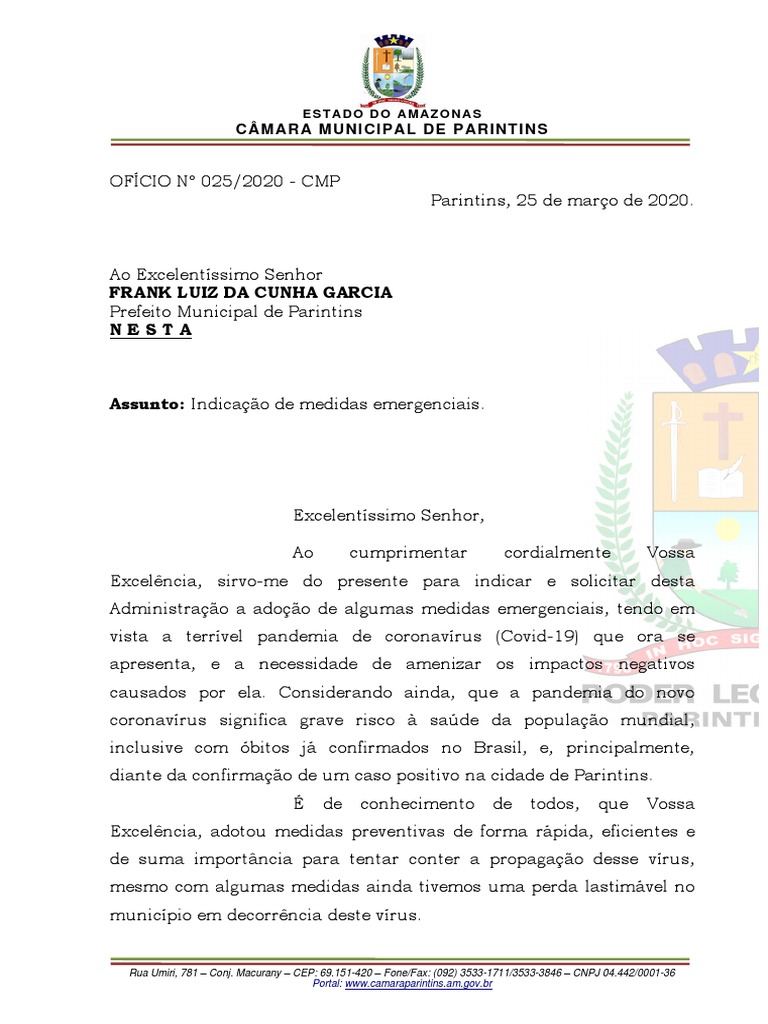 Oficio Sugestoes Ao Prefeito Assinado | PDF