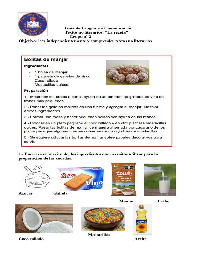 Guía de Comprensión de Recetas | PDF | Cocina, comidas y vino