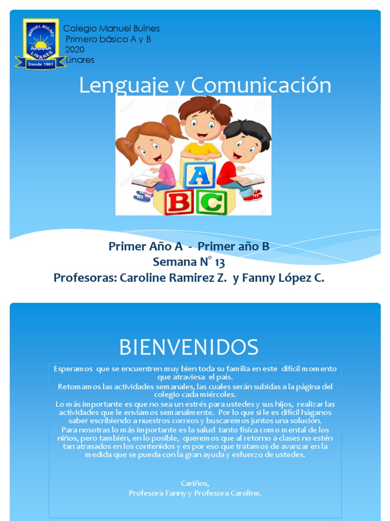 Actividades de Lenguaje 1° Básico A y B | PDF | Artes del Lenguaje y ...