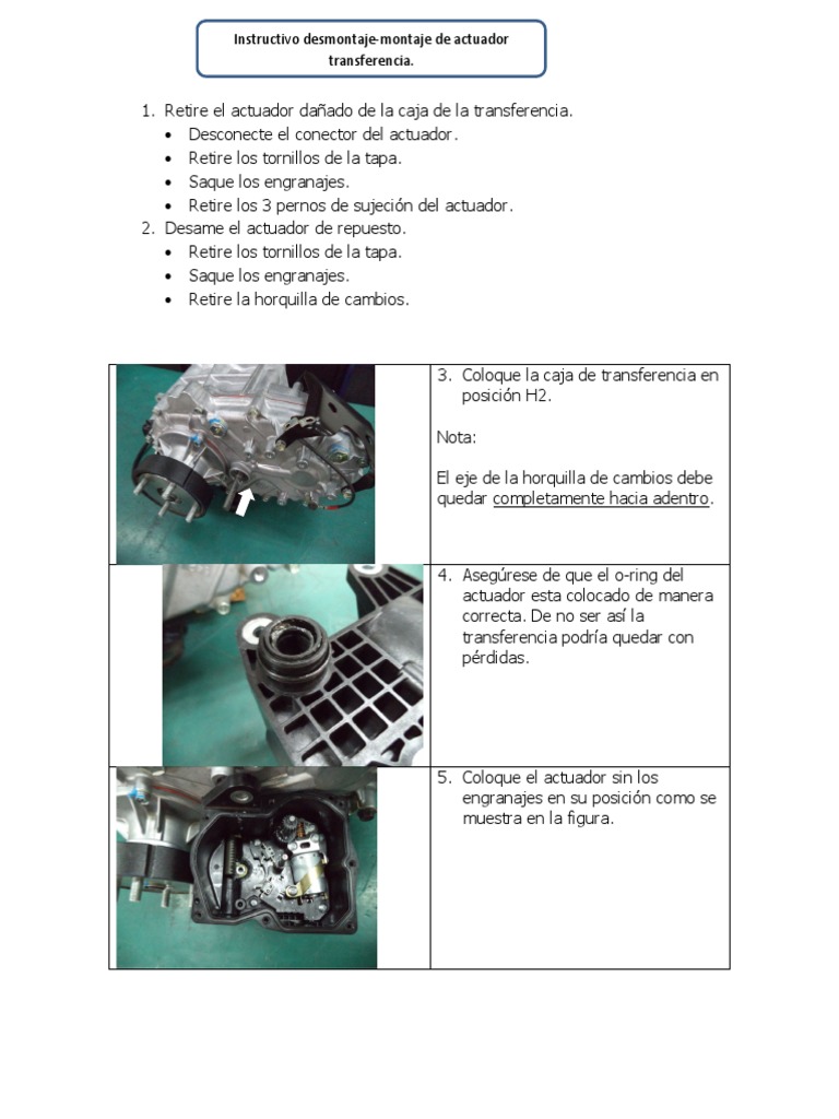 Montaje de Actuador de Transferencia 4x4 | PDF | Engranaje