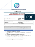 Assignment 1 Microeconomics (ECON101: Deadline For Students: (3/10/2022@ 23:59)