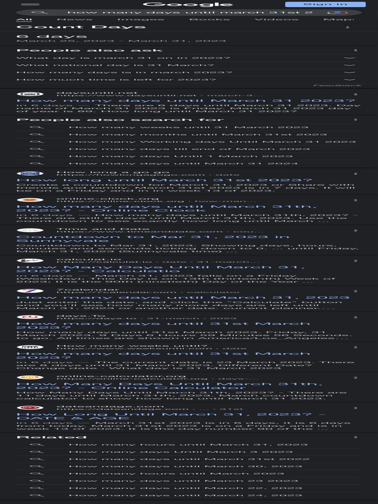How Many Days Until March 31st 2023 Google Search PDF