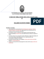 UNI Nacional de Ingeniería: Examen sustitutorio de Vibraciones Mecánicas MC571