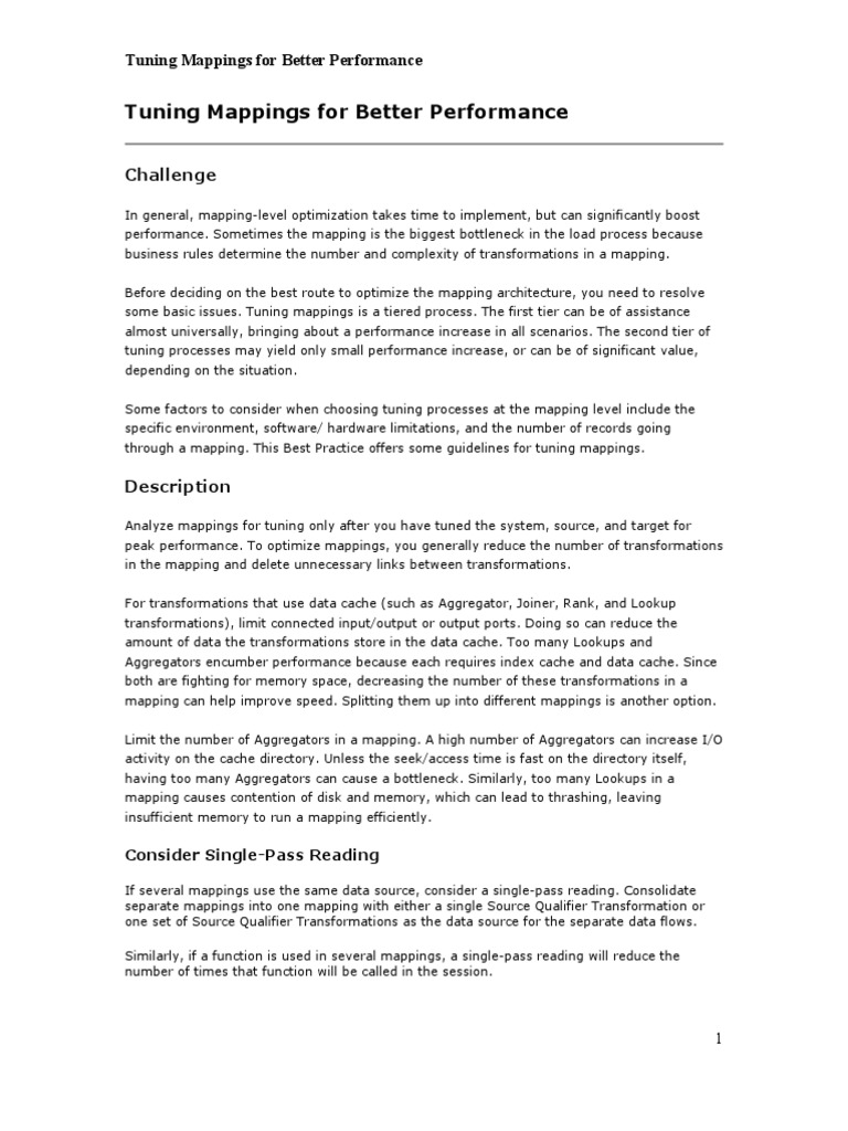 Tuning Mappings For Better Performance | PDF