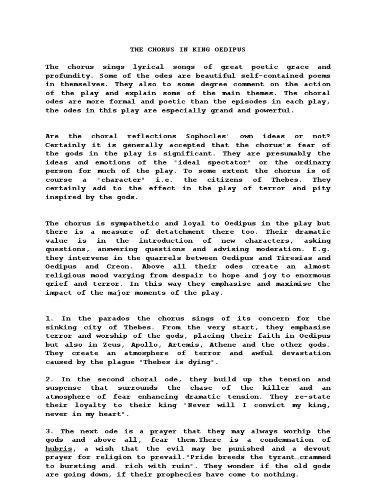 The Chorus in Oedipus The King