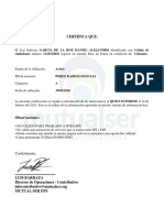 Certifica Que:: Ciudadanía Número 1143154836 Registra en Nuestra Base de Datos en Condición De: Cotizante