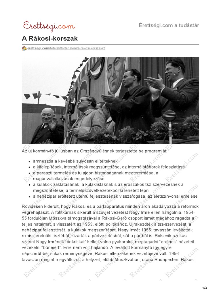 A Rákosi-Korszak | PDF