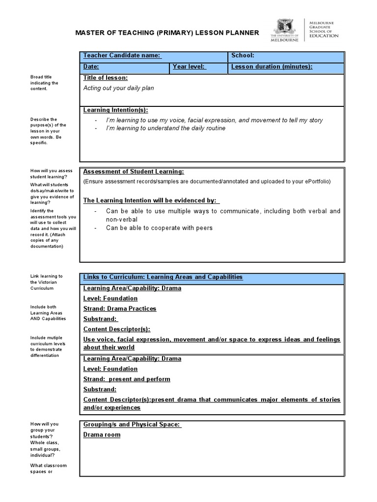Cooperative Drama Lesson Plan Template | PDF | Lesson | Learning