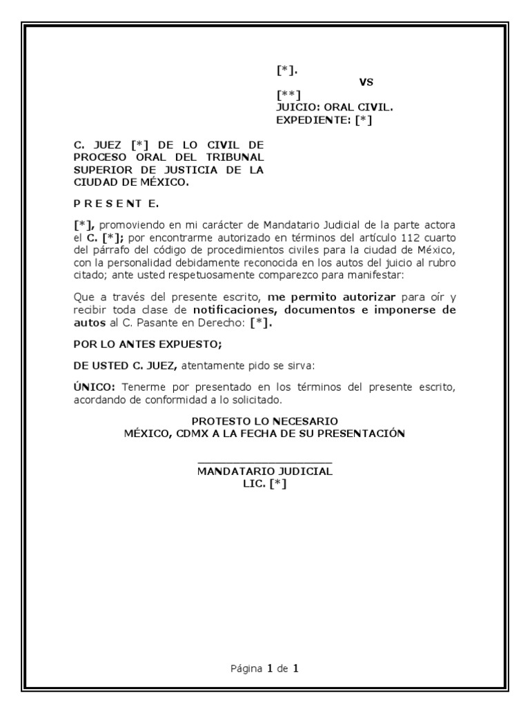Autorización de Pasante en Juicio Civil | PDF | Ciencias sociales | Derecho