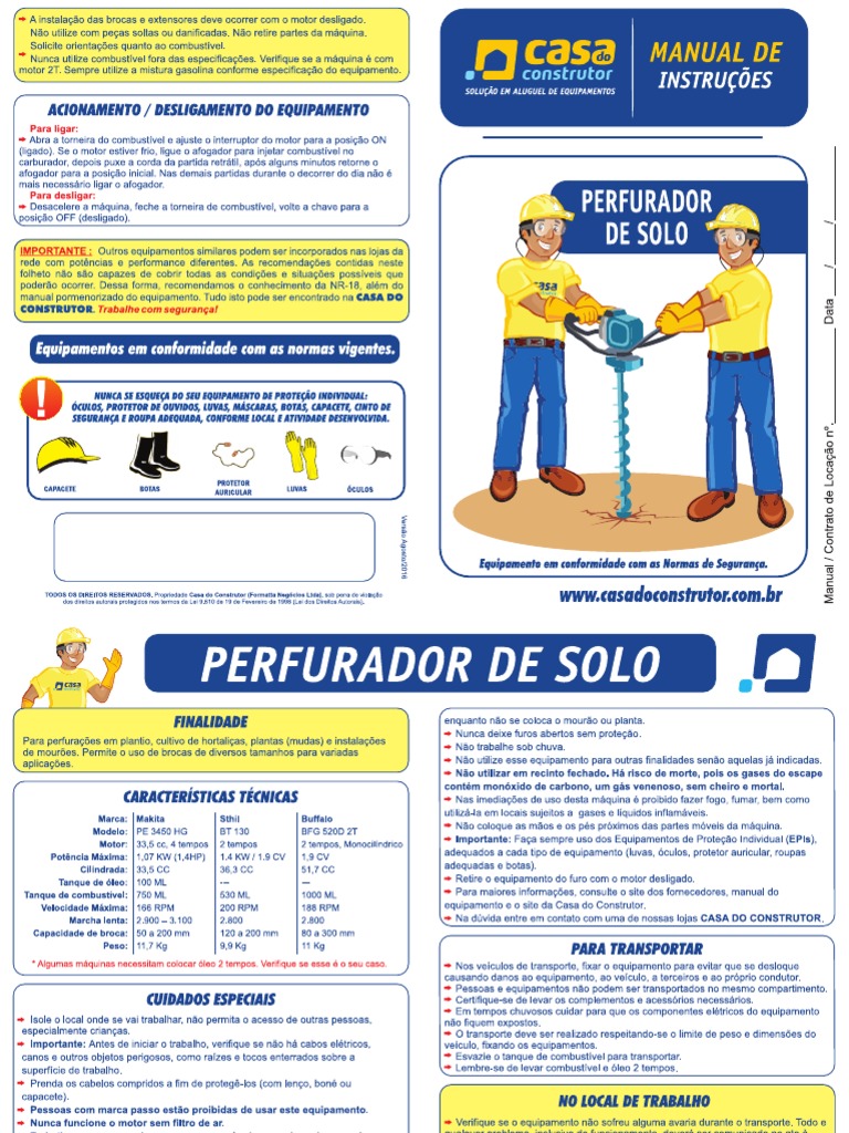 Manual De Instrucao Perfurador Solo PDF