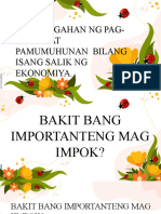 Kahalagahan NG Pag-Iimpok at Pamumuhunan Bilang Isang Salik NG Ekonomiya