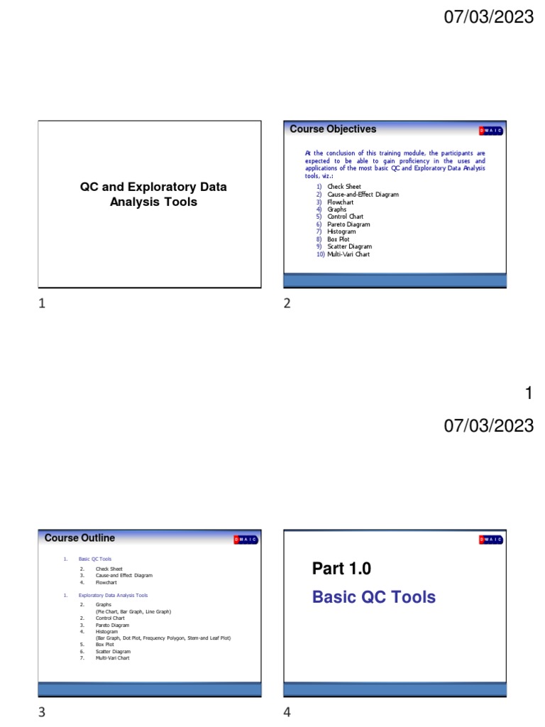 Qc and exploratory data analysis tools course objectives pdf data