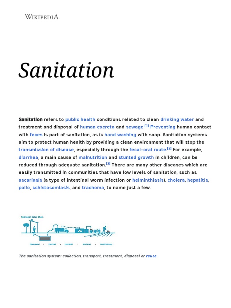 Sanitation Wikipedia PDF Sanitation Sewage Treatment
