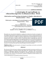 Motivación y Estrategias de Aprendizaje en Educación Superior en Huancavelica - Perú