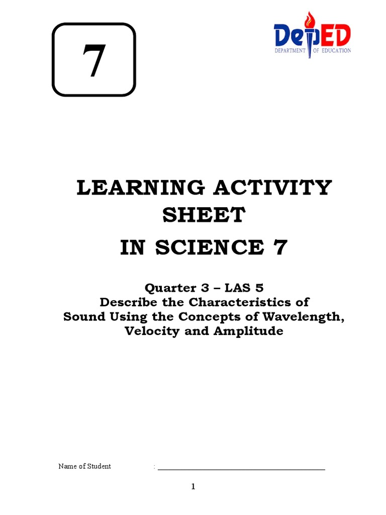 Learning Activity Sheet in Science 7 | PDF | Sound | Decibel