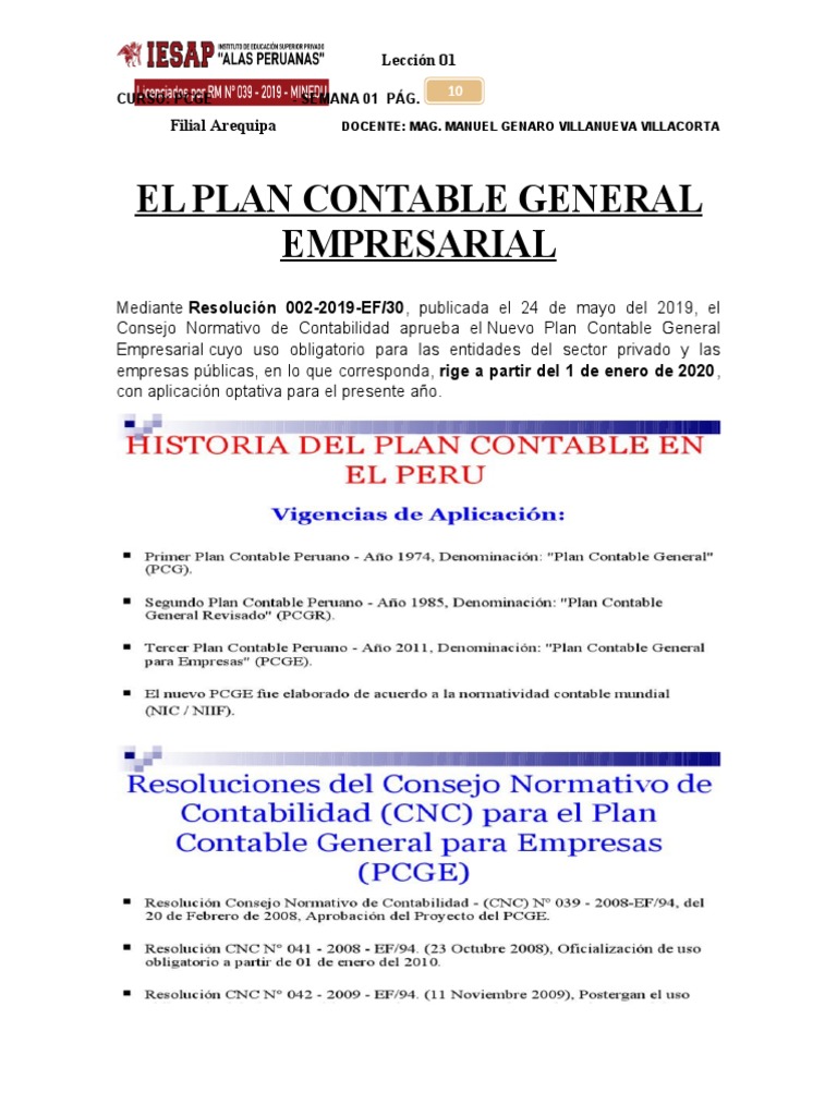 El Plan Contable General Empresarial: Lección 01 | PDF | Contabilidad ...