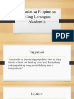 Pagsulat Sa Filipino Sa Piling Larangan: Akademik