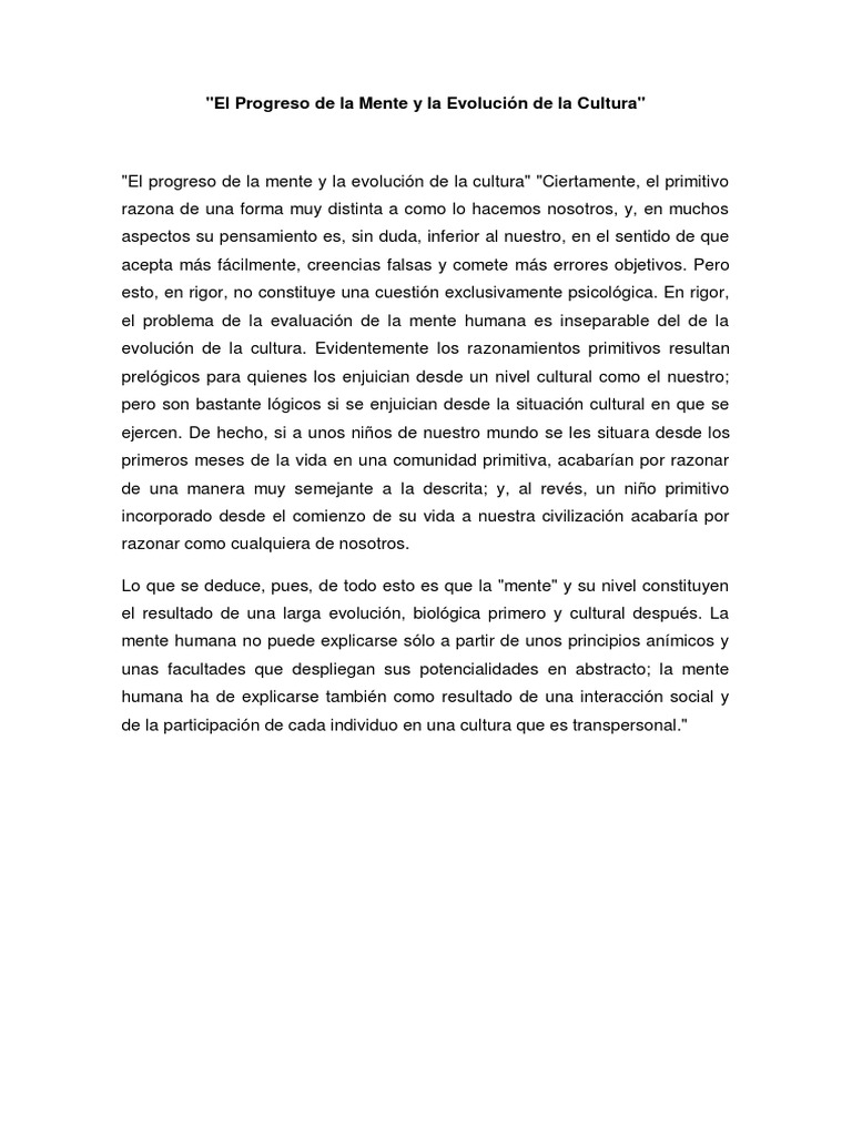 ECL - El Progreso de La Mente y La Evolución de La Cultura | PDF ...