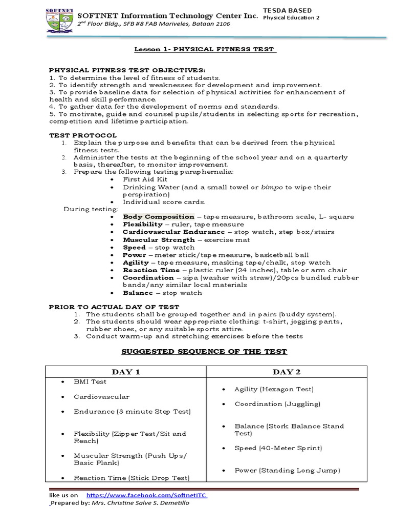Lesson-1-physical-fitness-test (1) | PDF | Body Mass Index | Human Anatomy