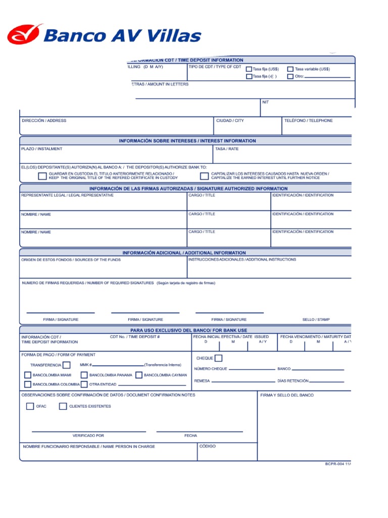 Solicitud CDT Persona Juridica PDF Puerto Rico