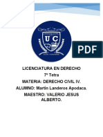 Licenciatura en Derecho 7º Tetra Materia: Derecho Civil Iv. ALUMNO: Martín Landeros Apodaca. Maestro: Valerio Jesus Alberto