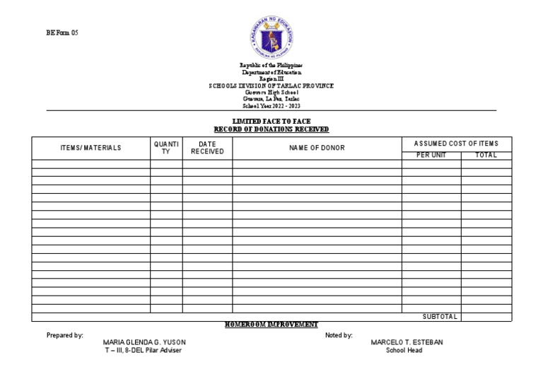 Donation List PDF