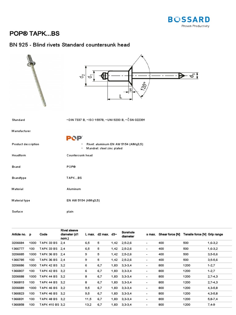 BN 925 | PDF | Rivet | Building Materials