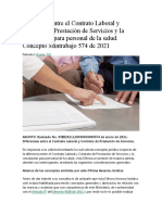 Diferencia Entre El Contrato Laboral y Contrato de Prestación de Servicios y La Vinculación para Personal de La Salud