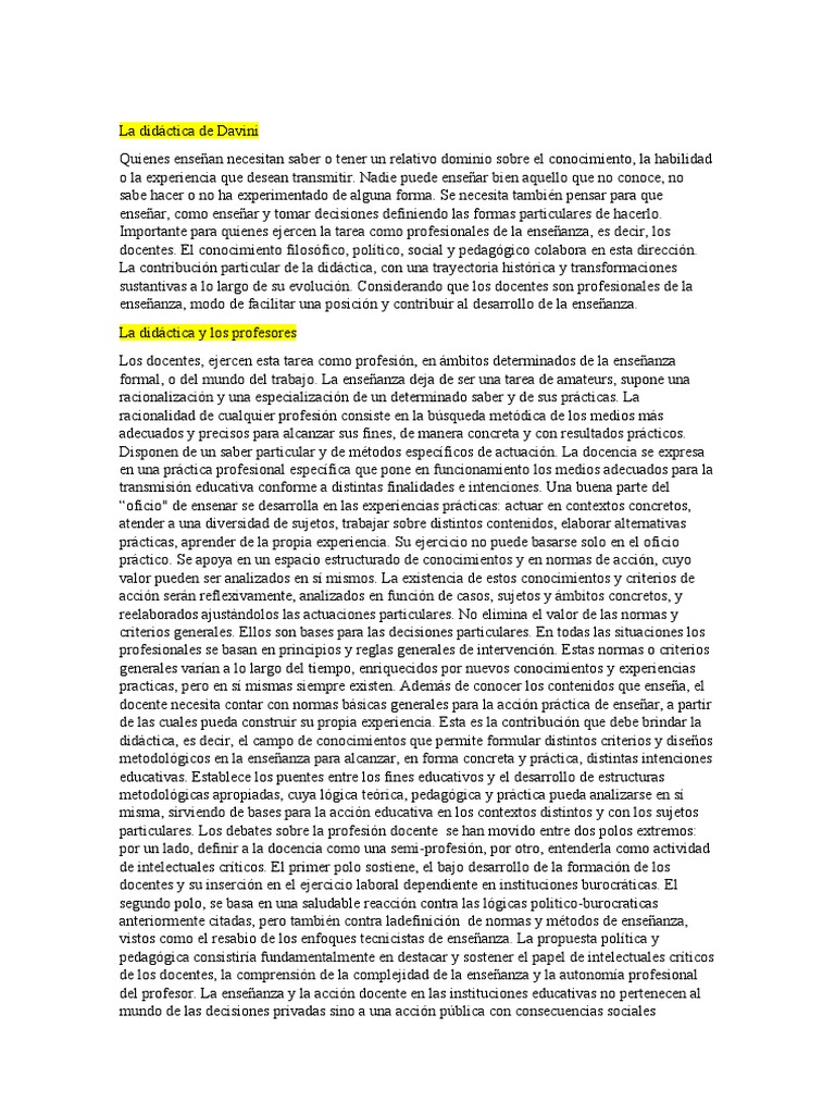La Didáctica de Davini | Descargar gratis PDF | Enseñando | Conocimiento