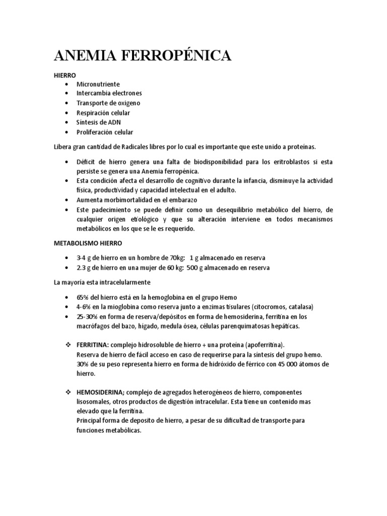 Anemia Ferropenica PDF Vitamina B12 Hierro