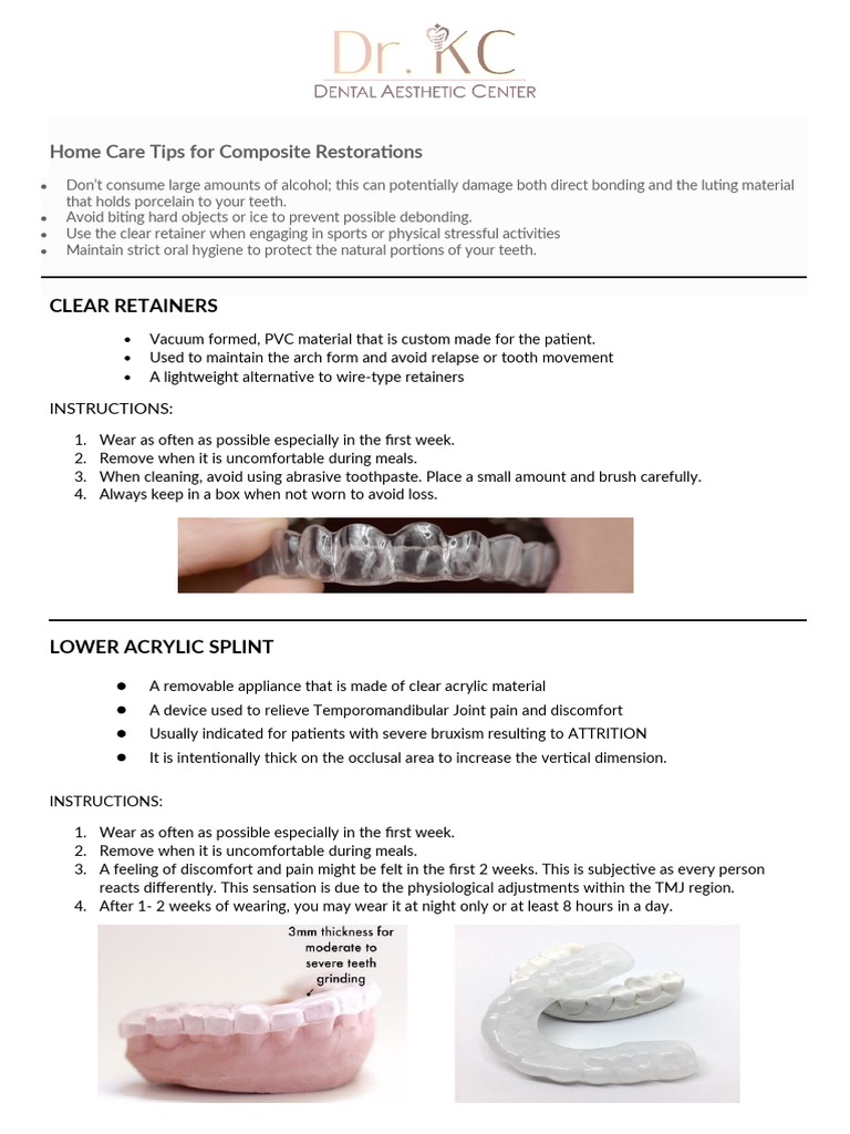 Home Care Tips For Composite Restorations PDF