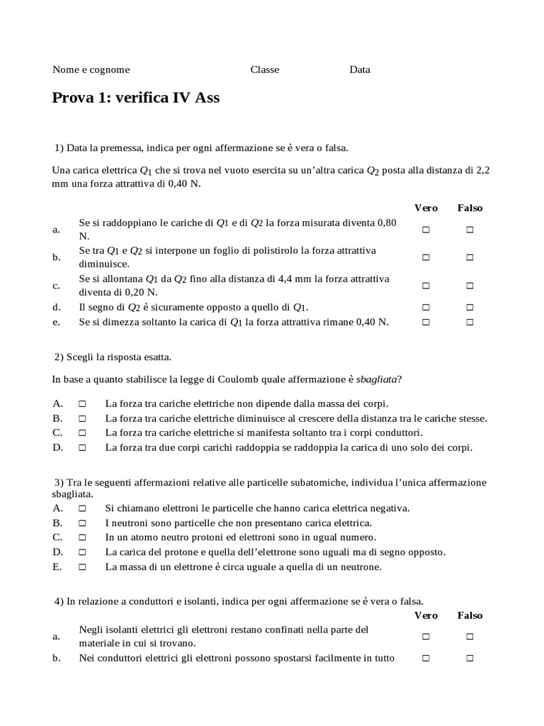 Verifica IV Ass | PDF