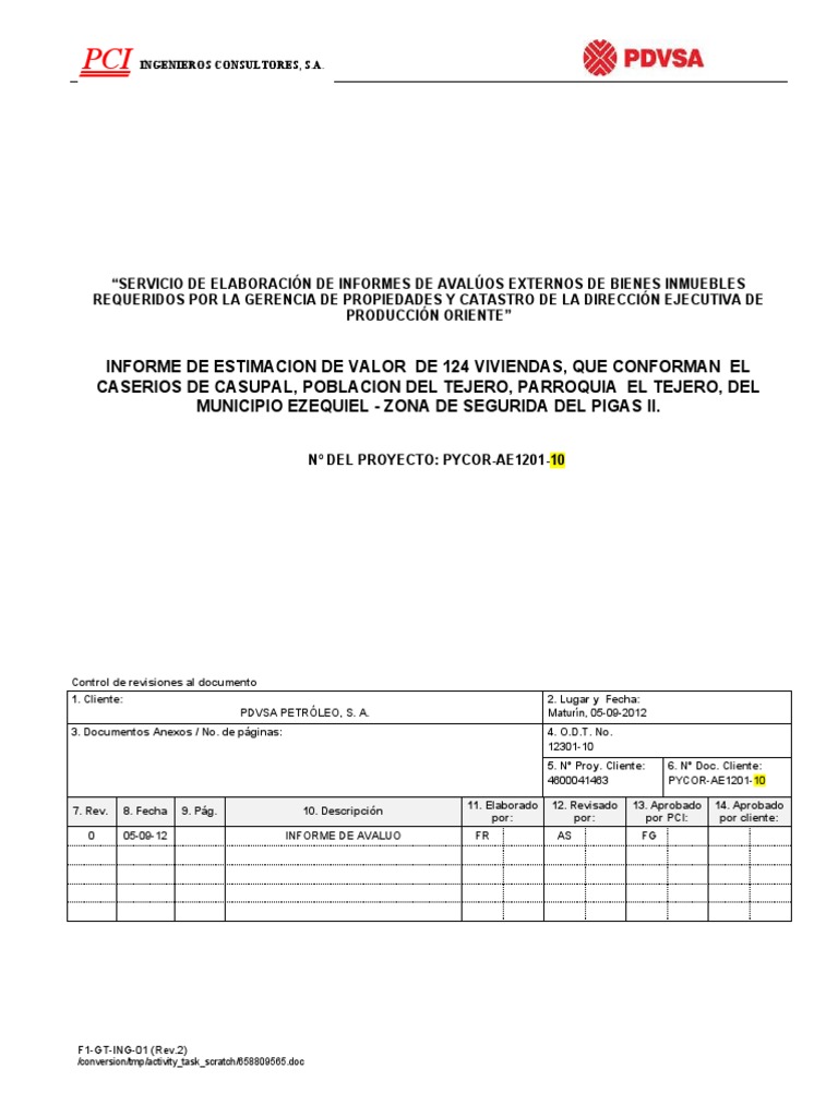 Informe de Avalúo de 124 Viviendas | PDF | Venezuela | Valoración ...
