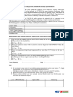 PT. Gajah Tunggal Tbk. Health Screening Questionnaire