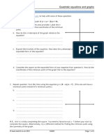 Quadratic Equations and Graphs: © WWW - Teachit.co - Uk 2021 34298 Page 1 of 6