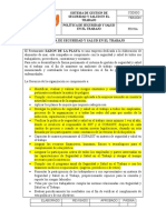 Política de Seguridad y Salud en El Trabajo