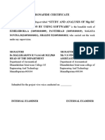 Bonafide Certificate "Study and Analysis of Mg-Sic Composite Piston by Using Software"