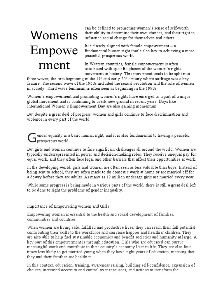 Women S Empowerment Pdf Woman Gender Studies
