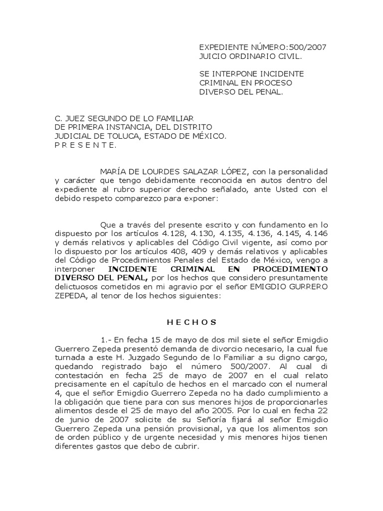 Incidente Criminal en Juicio Civil | PDF | Derecho penal | Justicia