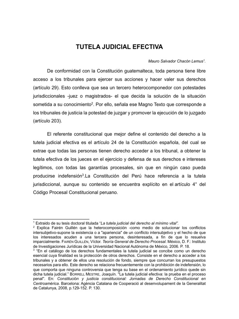 Derecho a la Tutela Judicial Efectiva | PDF | Judicaturas | Debido al ...