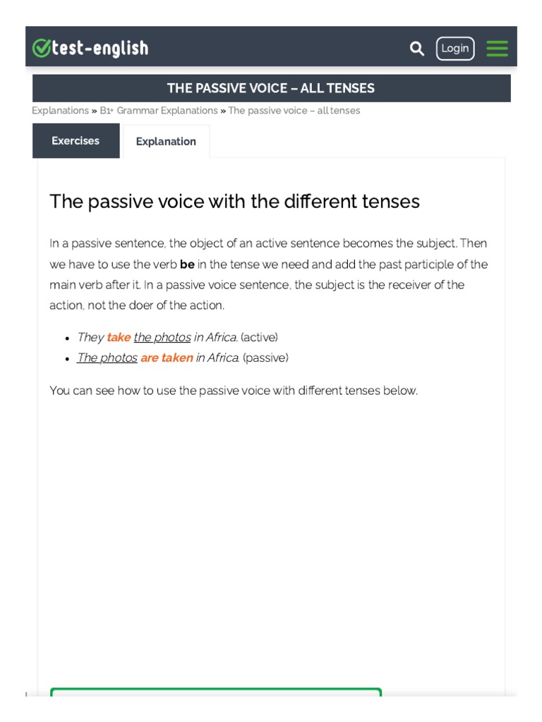 The Passive Voice All Tenses Test English Pdf