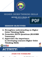 Higher Order Thinking Skills: Retchie Joy B. Pisana, Mt-I