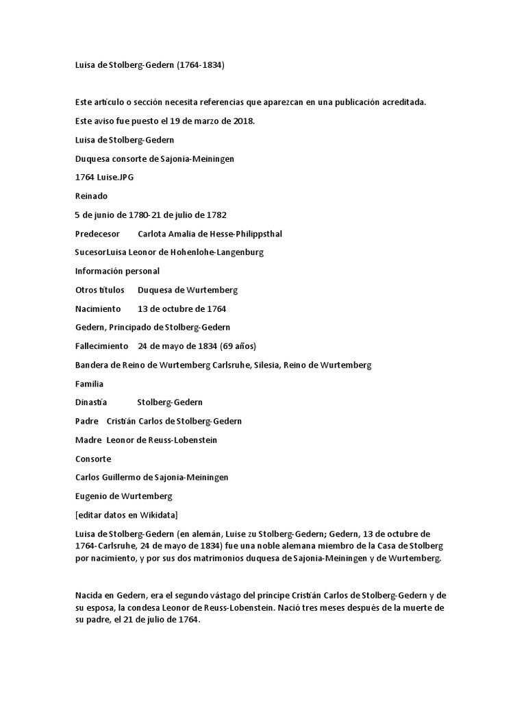 Luisa de StolbergGedern (17641834) PDF