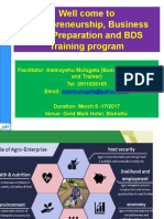 Well Come To Entrepreneurship, Business Plan Preparation and BDS Training Program