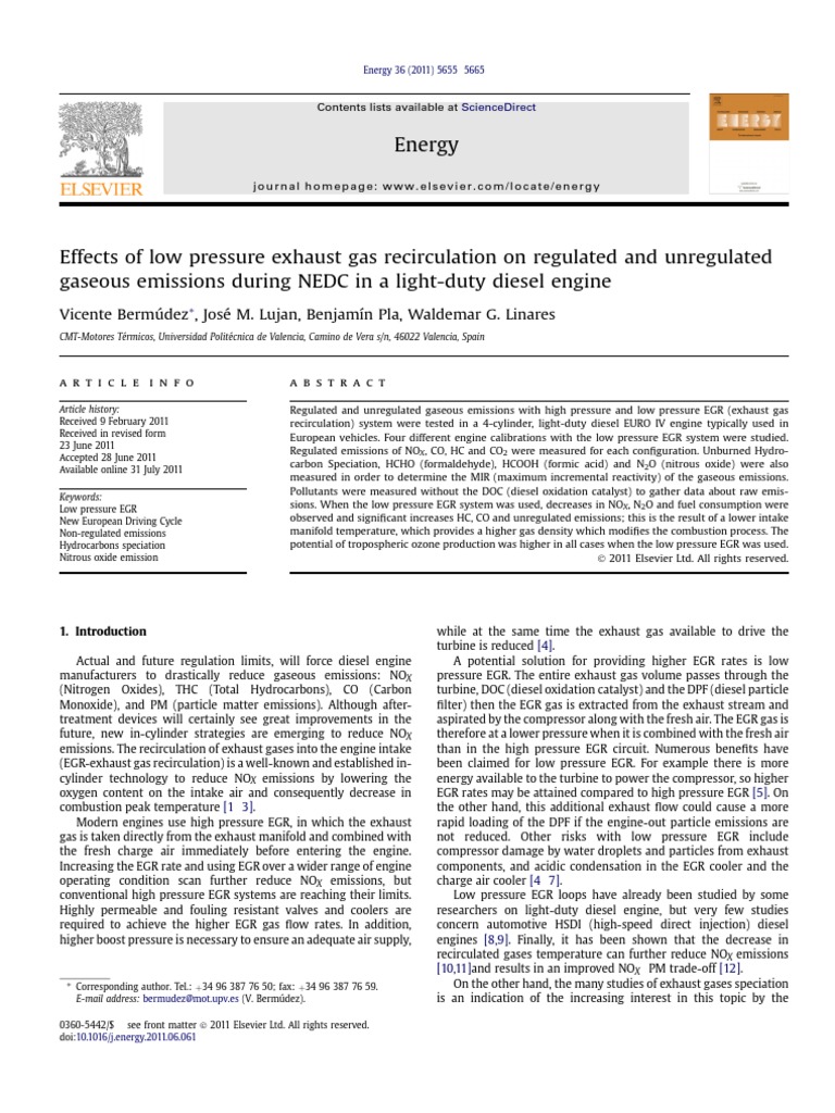 Effects of Low Pressure Exhaust Gas Recirculation on Regulated and