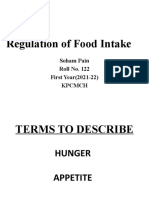 Regulation of Food Intake: Soham Pain Roll No. 122 First Year (2021-22) KPCMCH