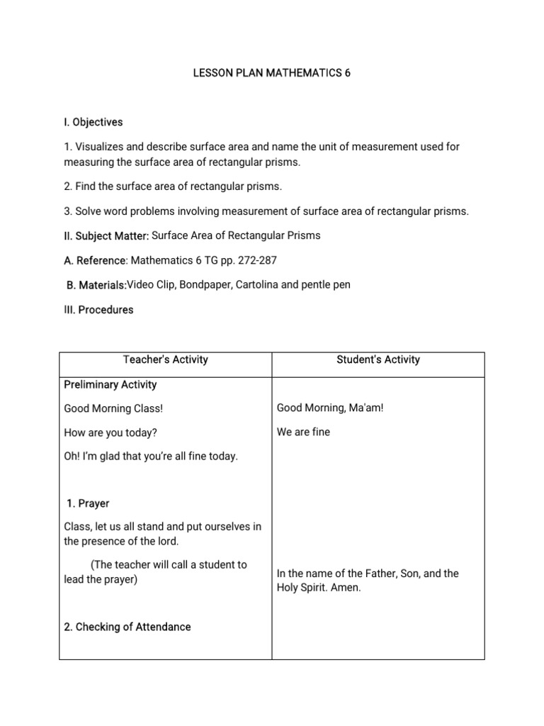 Detailed Lesson Plan in Mathematics 6 | PDF
