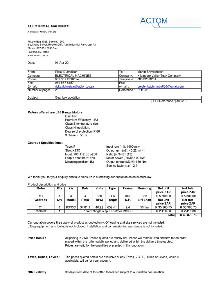 RD123101042022x Actom Boardedger Geared Motor PDF Electric Motor
