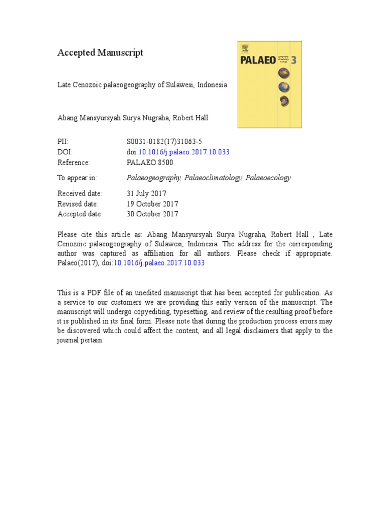 Late Cenozoic Palaeogeography Of Sulawesi Indonesia Pdf